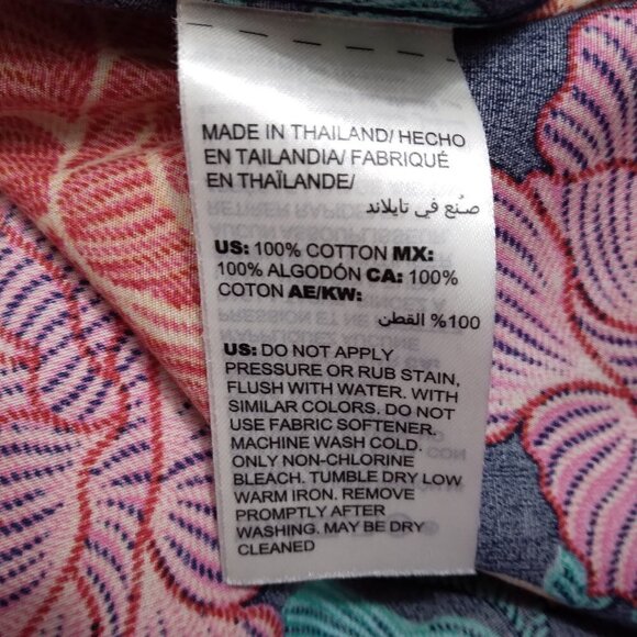 Chico's | Navy Floral Stain Shield No Iron Shirt | Size XL - Picture 9 of 9